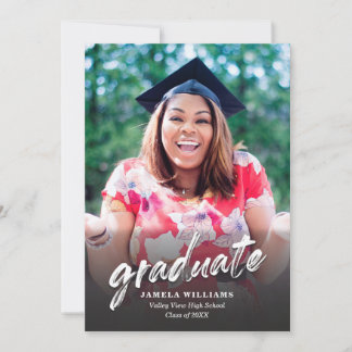 Simple Brushstroke Minimal Photo Graduation Invitation
