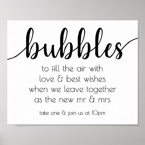 Simple Bubbles  Black Script Party Event Station Poster