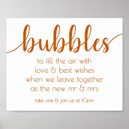 Simple Bubbles  Fall Orange Party Event Station Poster