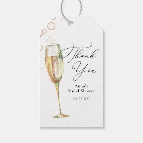 Simple Bubbly Champagne Thank You Bridal Shower  Gift Tags