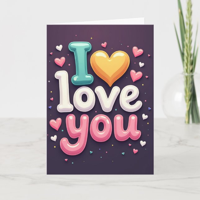 Simple Bubbly Hearts Love Card (Front)