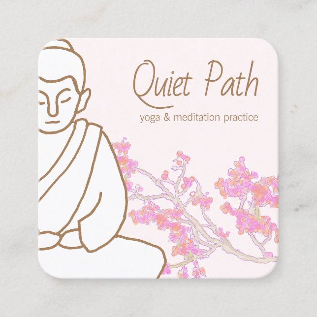 Simple Buddha Meditation Yoga Teacher Square Business Card (Front)