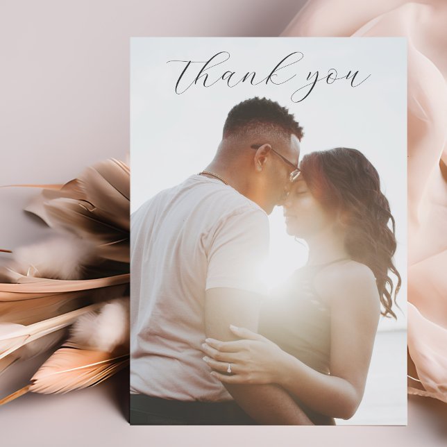 Simple Budget Black & White Photo Wedding  Thank You Card (Creator Uploaded)