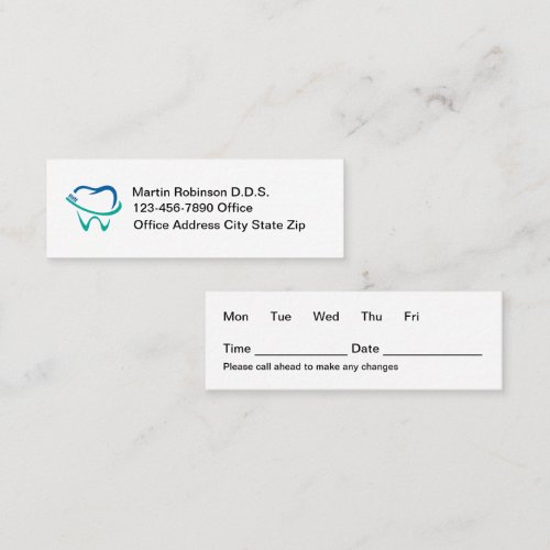 Simple Budget Dentist Office Appointment Cards
