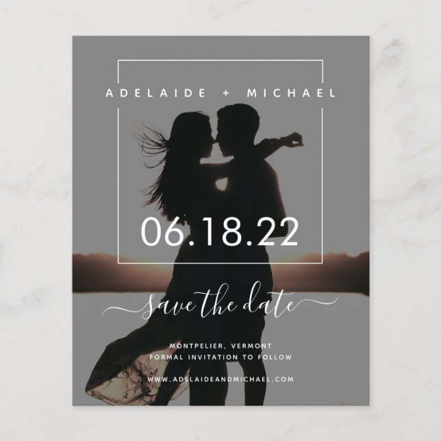 Simple Budget Elegant Photo Wedding Save the Date Flyer (Front)