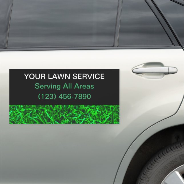Simple Budget Friendly Lawn Care Car Magnet (In Situ)