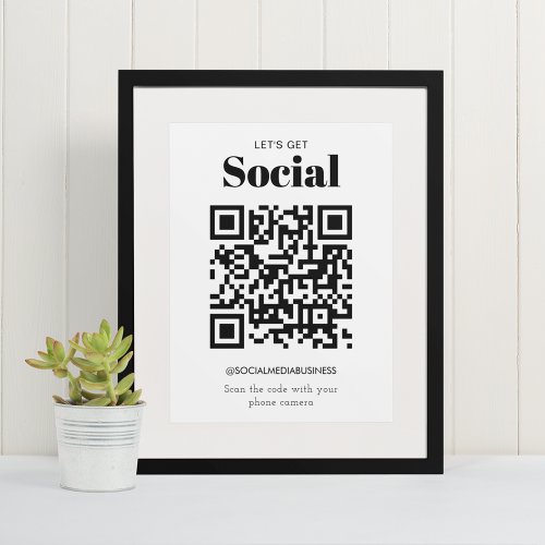 Simple Budget Lets Get Social QR Code Social Media Announcement