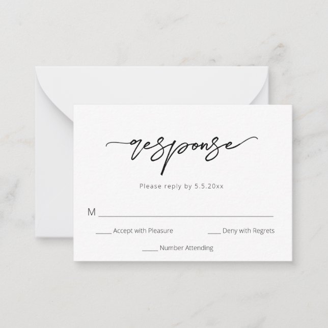 Simple Budget Modern Wedding RSVP Card (Front)