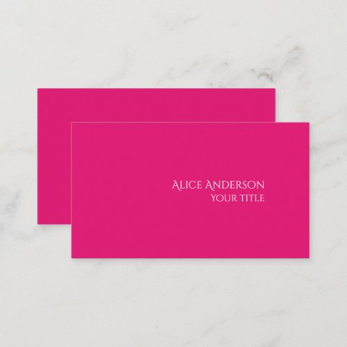 Simple Budget One Solid Color Modern Pink Business Card