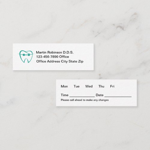 Simple Budget Orthodontist Appointment Cards