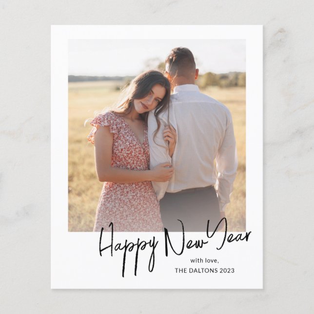Simple Budget Photo Happy New Year Holiday Card (Front)