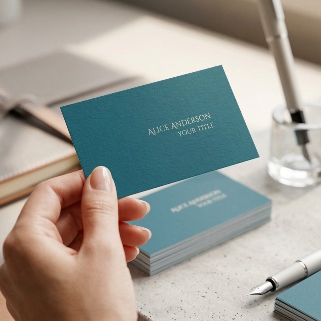Simple Budget Solid Color Modern Elegant Teal  Business Card (Creator Uploaded)