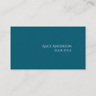 Simple Budget Solid Color Modern Elegant Teal Business Card