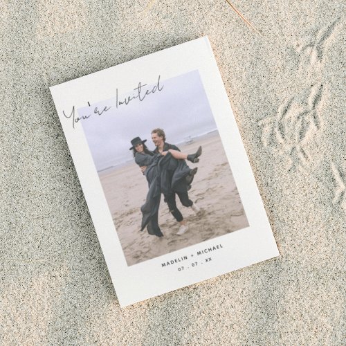 Simple Budget Wedding Modern Photo Invitation