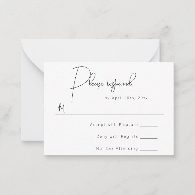 Simple Budget Wedding Response RSVP Card (Front)