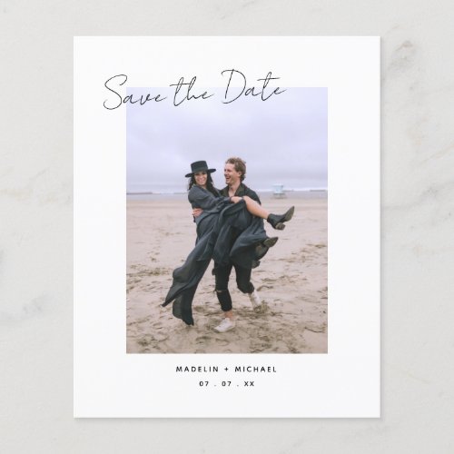 Simple Budget Wedding Save the Date QR Code Photo Flyer