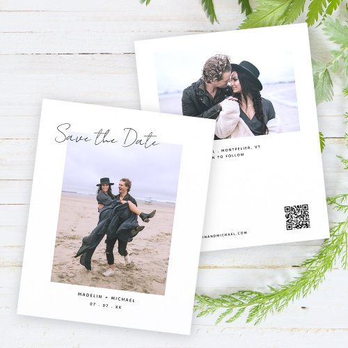 Simple Budget Wedding Save the Date QR Code Photo Flyer