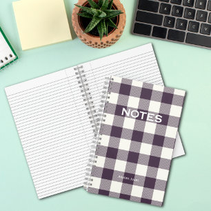 Simple Buffalo Check Monogram Name Notebook