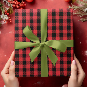 Simple Buffalo Check Pattern Red Black Plaid Wrapping Paper