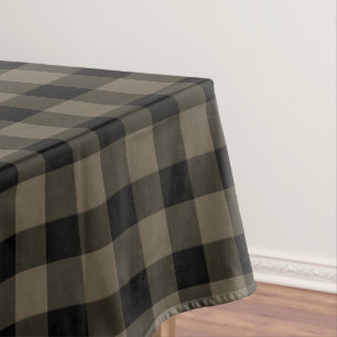 Simple Buffalo Plaid Black & Taupe Pattern Rustic Tablecloth