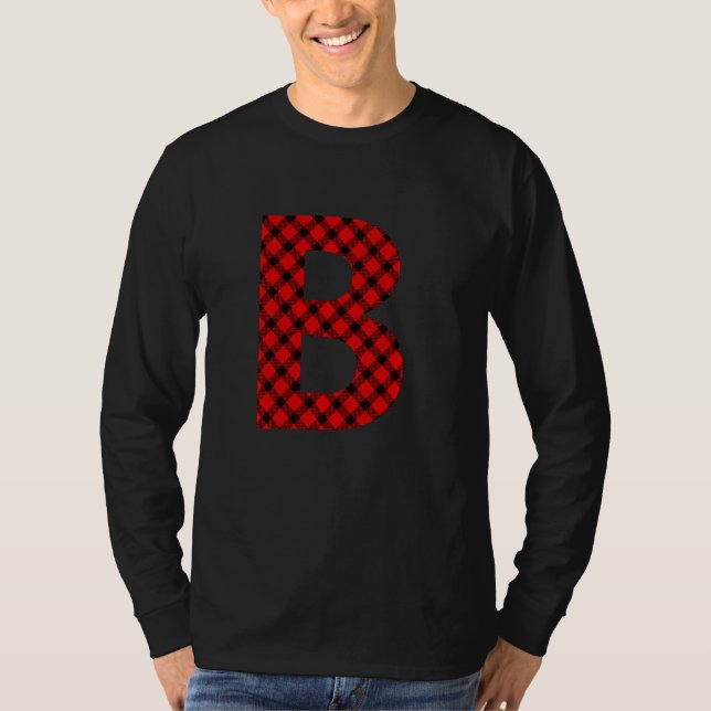 Simple Buffalo Plaid Capital Letter B Buffalo Plai T-Shirt (Front)