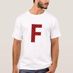 Simple Buffalo Plaid Capital Letter F Buffalo Plai T-Shirt