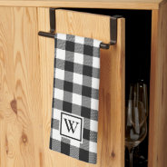 Simple Buffalo Plaid Monogram Black White Kitchen Towel at Zazzle