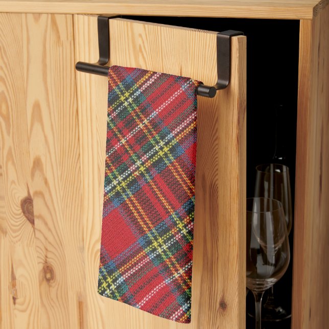 Simple Buffalo Plaid Red Tartan Scottish Pattern   Kitchen Towel (Thirds Fold)
