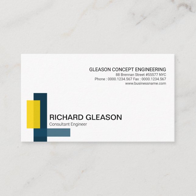 Simple Building Block Column Structure Engineering Business Card (Front)