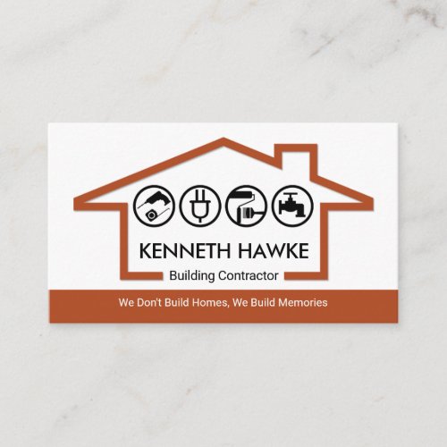 Simple Building Frame Construction Builder Business Card