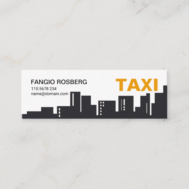 Simple Building Silhouette Transportation Taxi Mini Business Card (Front)
