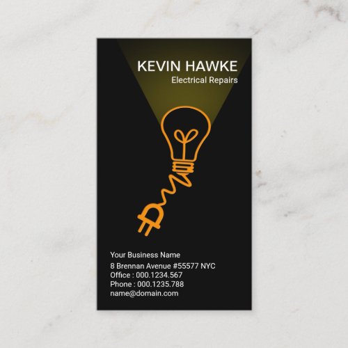 Simple Bulb Flash Light Beam Electrical Business Card