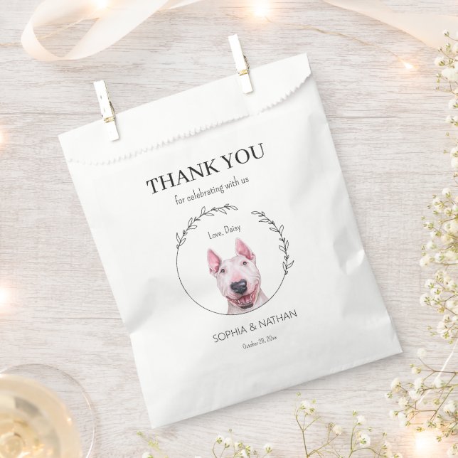 Simple Bull Terrie Dog Wedding Thank You Favor Bag (Clipped)