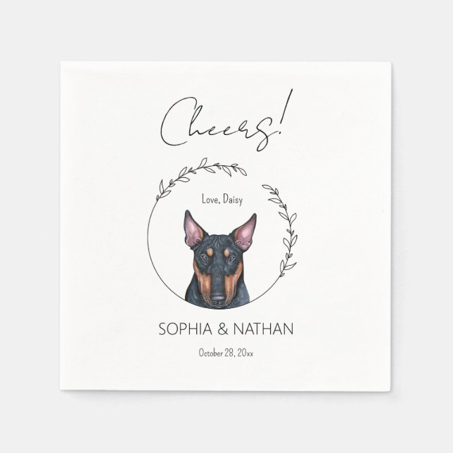Simple Bull Terrier Dog Wedding Cocktail  Napkins (Front)