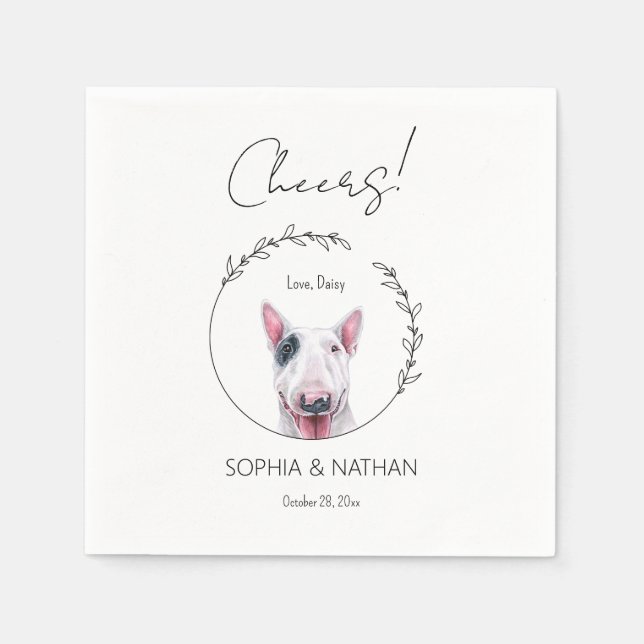 Simple Bull Terrier Dog Wedding Cocktail  Napkins (Front)