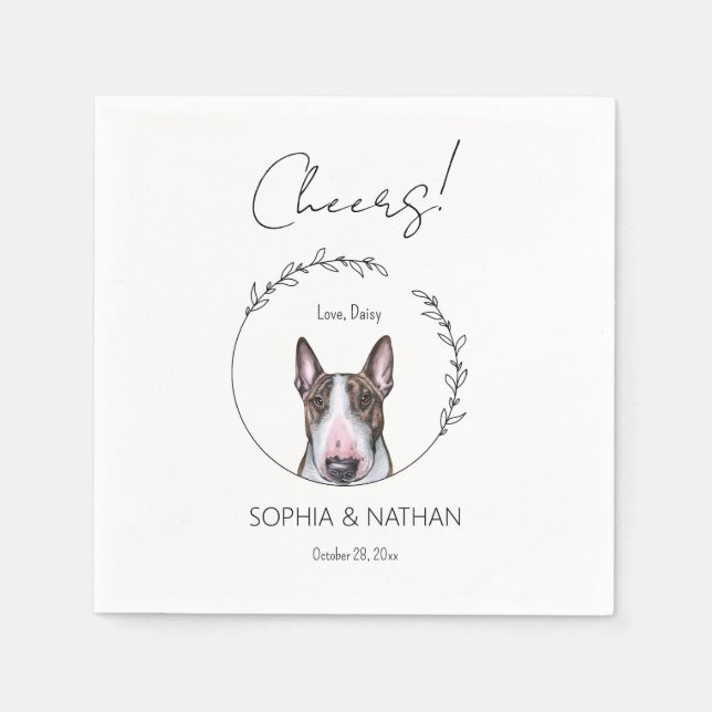 Simple Bull Terrier Dog Wedding Cocktail  Napkins (Front)