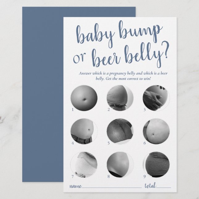 Simple Bump or Beer Belly | Dusty Blue Game Card (Front/Back)