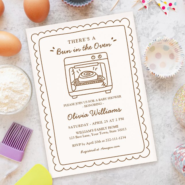 Simple Bun in the Oven Baby Shower Invitation (Creator Uploaded)