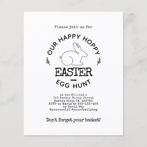 Simple Bunny Easter Egg Hunt In Budget Invitation Flyer