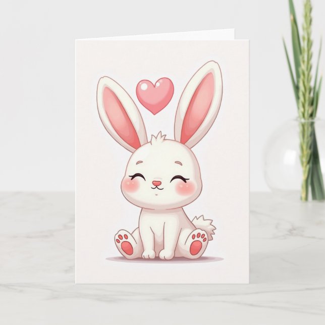 Simple Bunny Heart Love Card (Front)