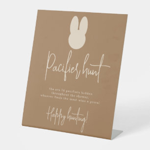 Simple Bunny Pacifier hunt game baby shower Pedestal Sign