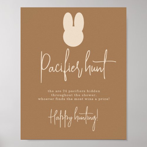 Simple Bunny Pacifier hunt game baby shower  Poster