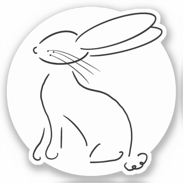 simple bunny rabbit outline simple modern black  sticker (Front)