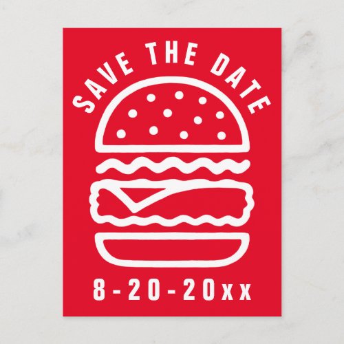 Simple Burger Save the Date Postcard