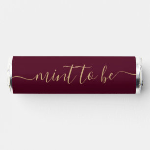 Simple Burgundy and Gold "Mint to Be" Favor Label