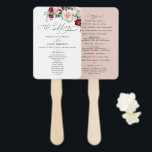 Simple Burgundy Blush Floral Wedding Ceremony Hand Fan<br><div class="desc">Designed to coordinate with our Romantic Blooms collection,  this customizable Ceremony Program features watercolor burgundy and blush florals with greenery leaves paired with a classy serif font & elegant calligraphy text graphics. Matching items available.</div>