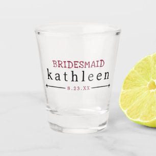 Simple Burgundy Bridesmaid Personalized Shot Glass