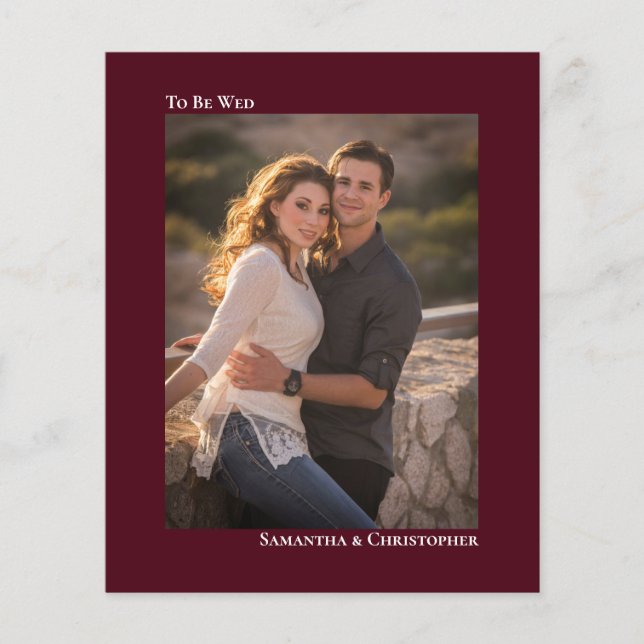 Simple Burgundy BUDGET Wedding Photo Invitation (Front)