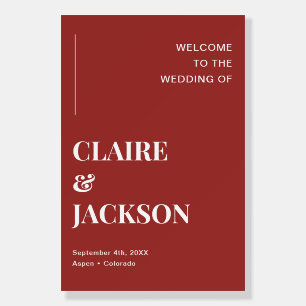 Simple Burgundy Christmas Wedding Welcome  Foam Board