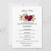 Simple Burgundy Floral Kissing Menu (Front)